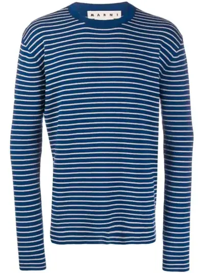 Marni Striped Knit Sweater In Blue