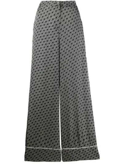 Twinset Logo Print Palazzo Pants In Black