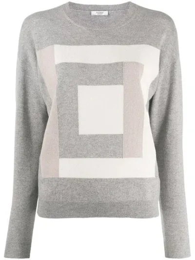 Peserico Square Motif Jumper In Grey