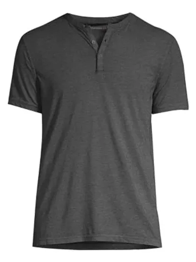 John Varvatos Three-button Tee In Charcoal Heather