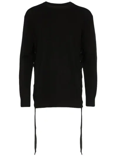 Faith Connexion Lace-up Side Sweater In Black