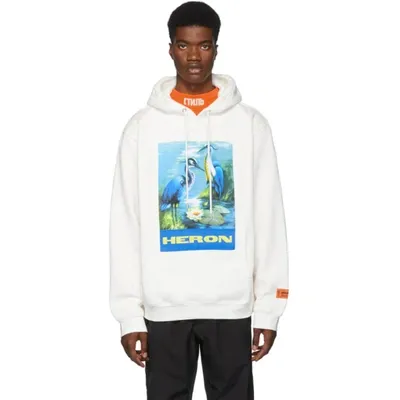 Heron Preston Men's Heron Graphic Pullover Hoodie In White,light Blue,green