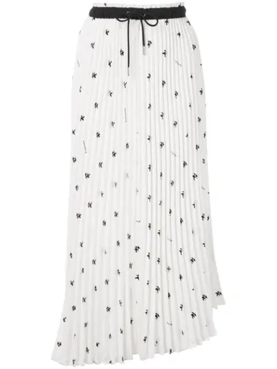 Proenza Schouler Pswl Grateful Dead Bear Pleated Skirt In White