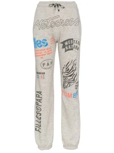 Filles À Papa Slogan Print Track Pants In Grey