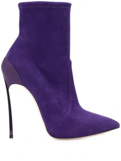 Casadei High Heel Sock Boots In Purple