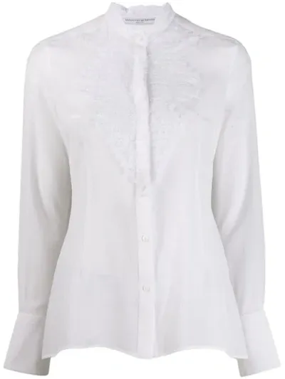 Ermanno Scervino Pleated Lace Shirt Ruffle Col In White