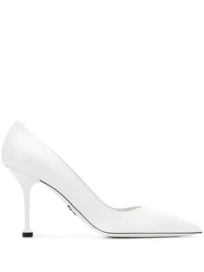 Prada Pointed Toe Pumps In F0009 Bianco