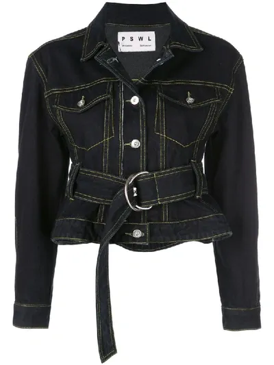 Proenza Schouler Self-belted Cropped Denim Jacket In Dark Clean