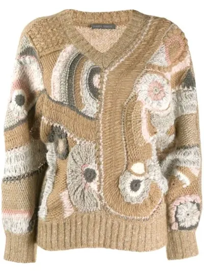 Alberta Ferretti Eyelet Patterned Knit Jumper In Neutrals