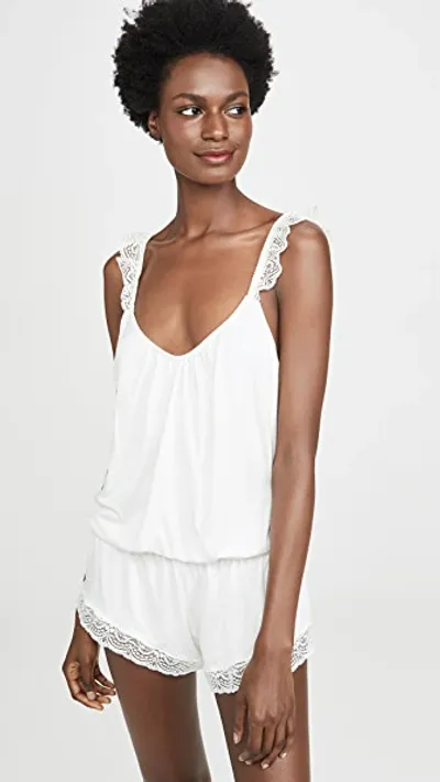 Eberjey Iona Point D'esprit Tulle-trimmed Stretch-modal Playsuit In White