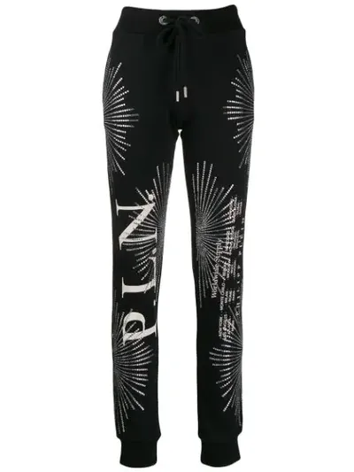 Philipp Plein Crystal Embellished Track Pants In Black