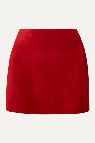 Saint Laurent High-rise Suede Mini Skirt In Claret