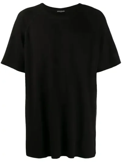 Balmain Metallic Back Logo T-shirt In Black