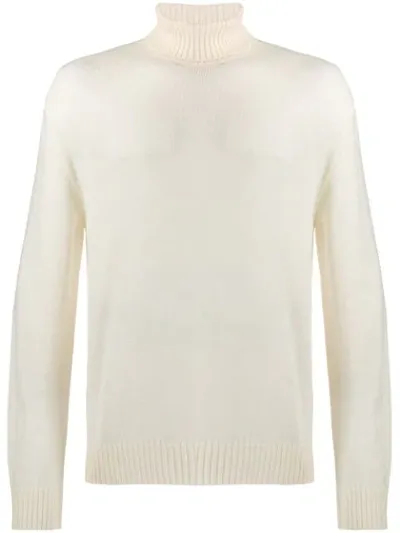 Jil Sander Ribbed Roll-neck Knitted Jumper In White