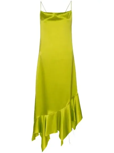 Marques' Almeida Marques'almeida Asymmetric Hem Silk Dress In Green