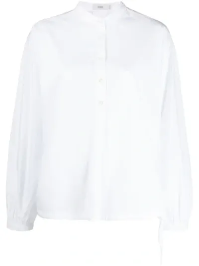 Closed Mandarin Collar Shirt In White