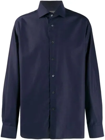 Corneliani Plain Long-sleeved Shirt In Blue