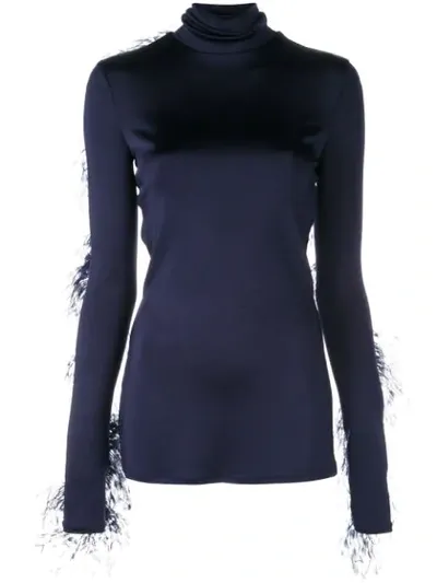 Proenza Schouler Ostrich Feather Top In Blue