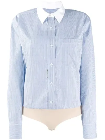 Alexander Wang Micro Stripe Shirt Body In Blue