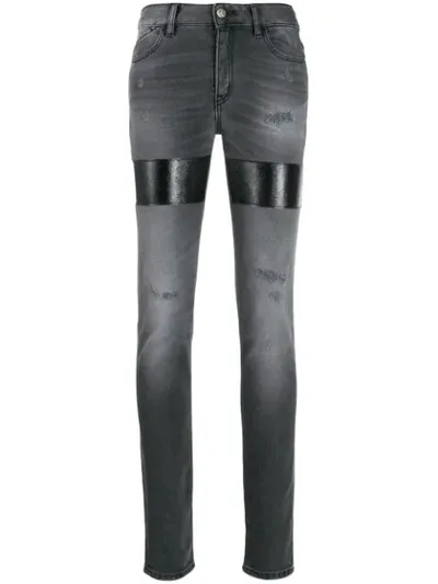 Just Cavalli Distressed Patchwork Jeans In Grey