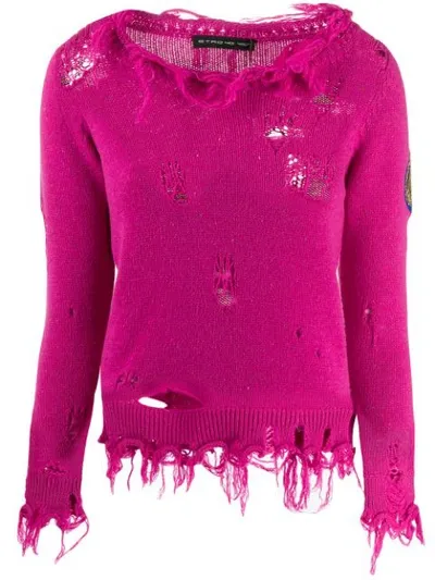 Etro Distressed Knitted Sweater In Pink