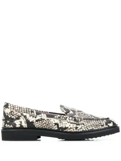 Tod's Embossed Snakeskin Effect Loafers In Grey Mixed