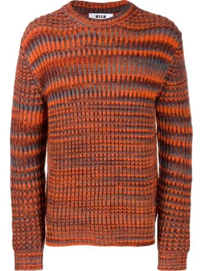 Msgm Striped Knit Jumper In Orange