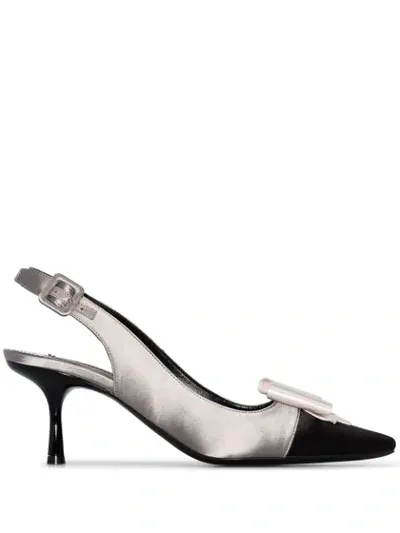 Fabrizio Viti Gabor Bow-embellished Satin Slingback Pumps In Black