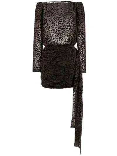 Giuseppe Di Morabito Ruched Leopard Print Dress In Black