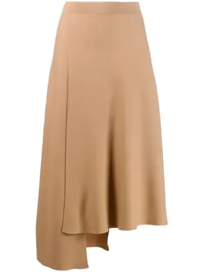 Mrz Wrap-style Wool Skirt In Neutrals