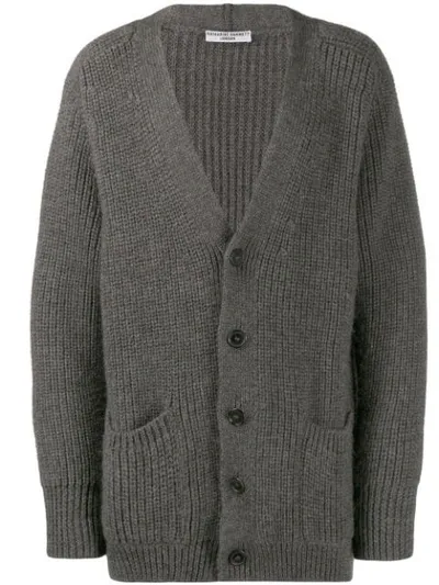 Katharine Hamnett Ribbed Cardigan In Grey