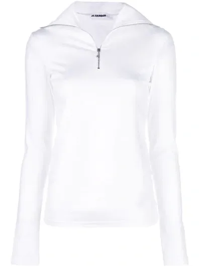 Jil Sander Half-zip Top In White