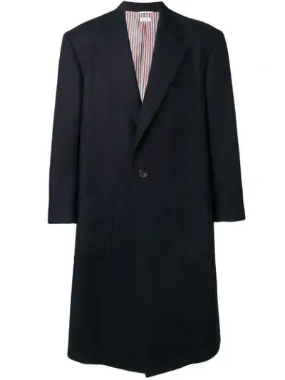 Thom Browne Oversized Double-face Sack Overcoat In Blue