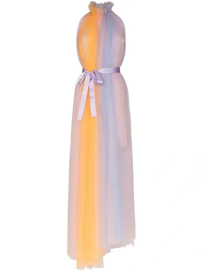 Viktor & Rolf Rainbow Asymmetric Tulle Dress In Multicoloured