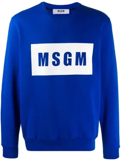 Msgm Logo Print Sweatshirt In Blue