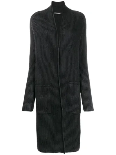 Iris Von Arnim Ribbed Cardi-coat In Black