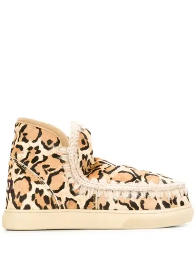 Mou Leopard Print Eskimo Boots In Neutrals