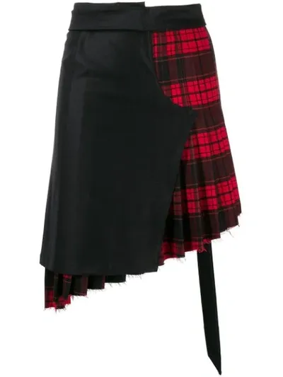 Ben Taverniti Unravel Project Deconstructed Tartan Skirt In Black