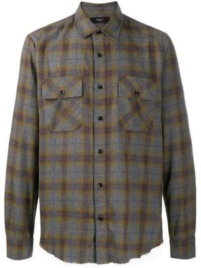 Amiri Plaid Print Shirt In Green