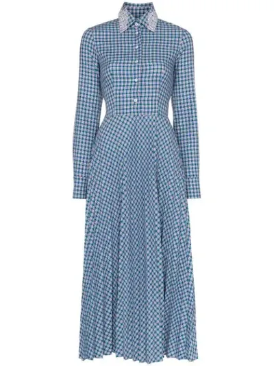 Anouki Check Open-back Shirt Dress In Blue