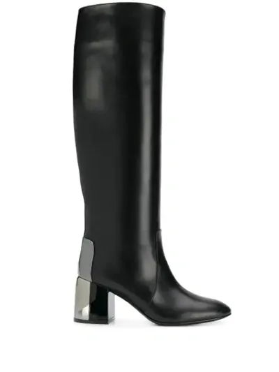 Casadei Plate-embellished Boots In Black