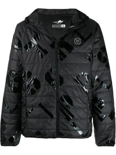 Plein Sport Logo Print Padded Jacket In Black