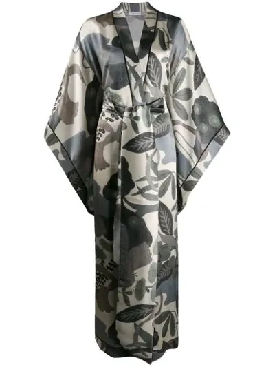 Carine Gilson Long Butterfly Sleeve Kimono In Envollakeblack