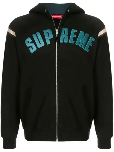 Supreme Jet Sleeve Zip Up Hoodie In Black