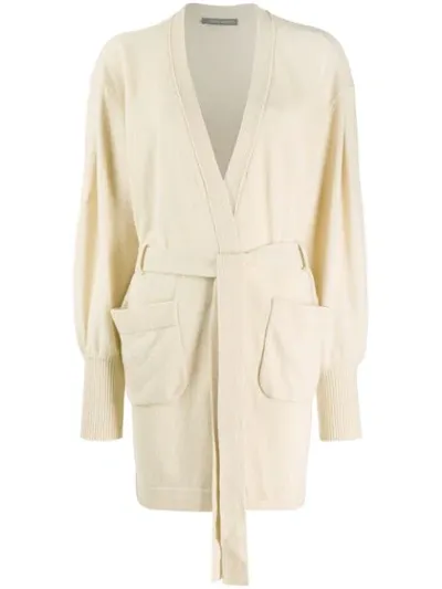 Alberta Ferretti Knit Longline Cardigan In Neutrals