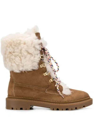 Casadei Shearling-lined Boots In Brown