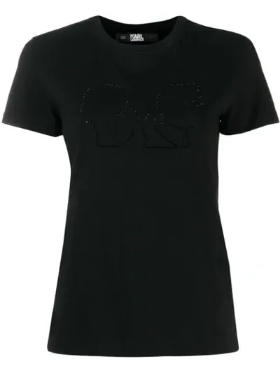 Karl Lagerfeld Karl X Olivia Profile Cotton T-shirt In Black