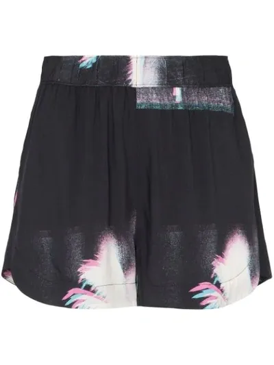 Double Rainbouu Shorts Mit Palmen-print In Black