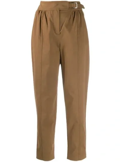 Alberta Ferretti Buckled Tapered Trousers In Brown