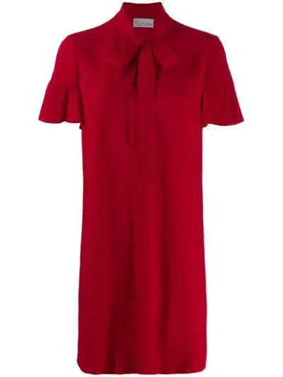 Red Valentino Pussy Bow Short Dress In Red